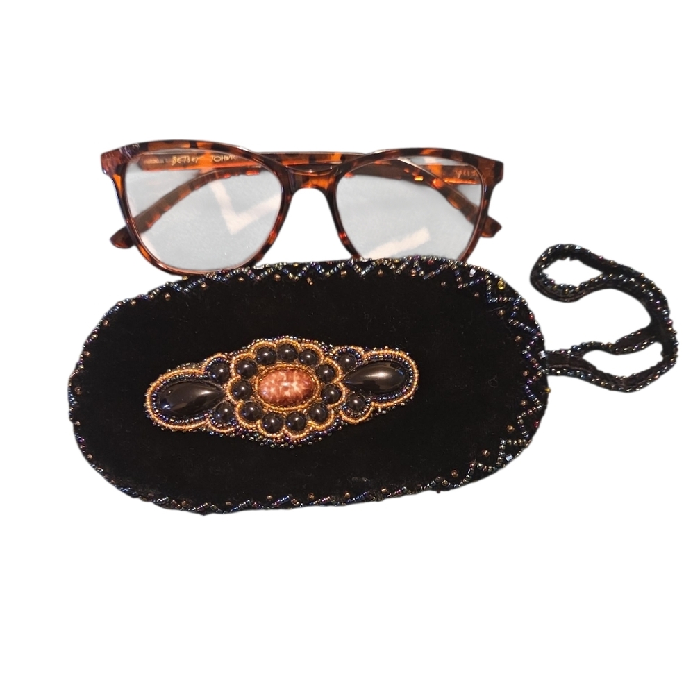 Rhinestone Black Eye Glasses Case